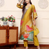 Dhiyona VA Women'sQuirky Printed V-Neck Chanderi Silk Straight Kurta With Trousers