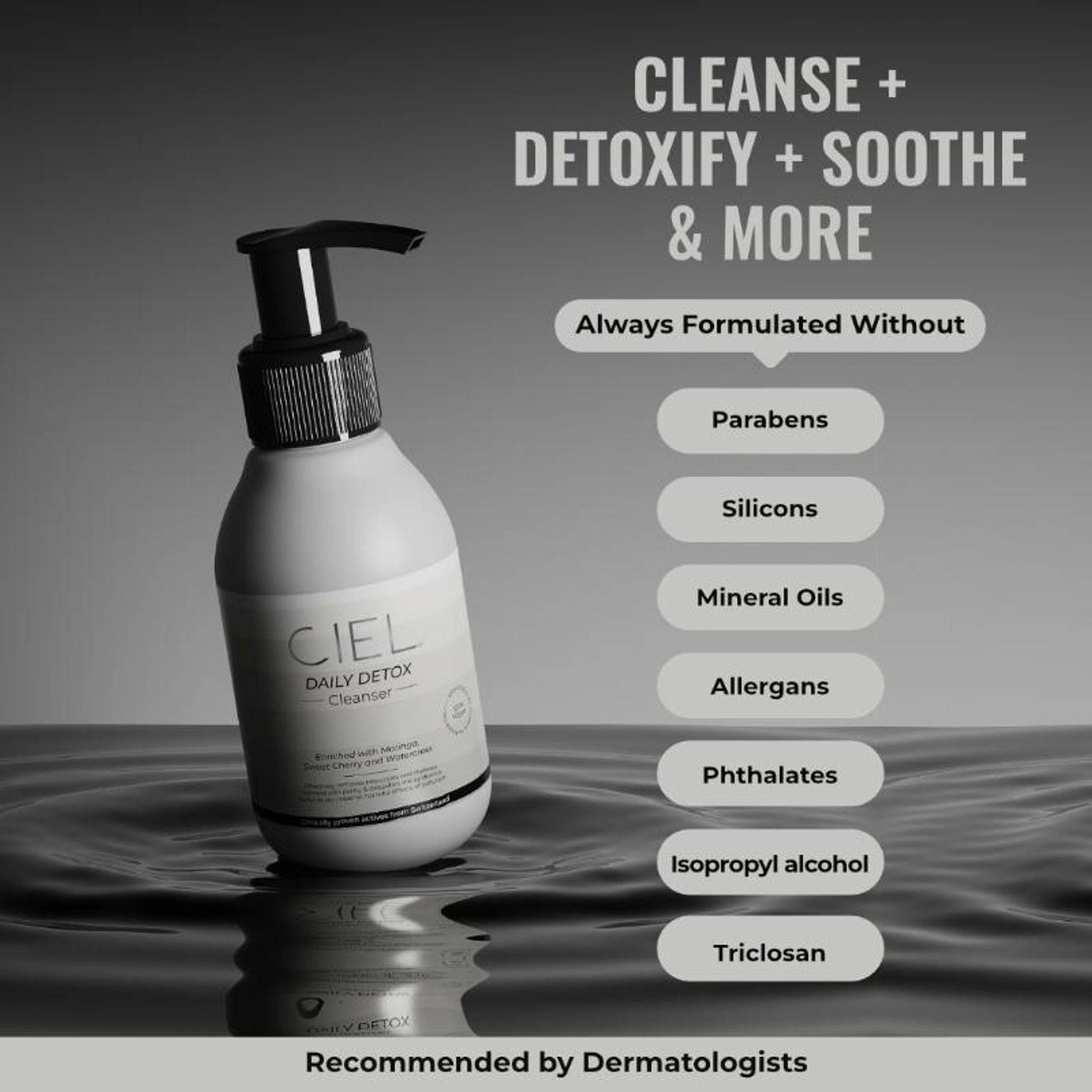Ciel Daily Detox Gentle Cleanser - Sulphate Free, Removes Makeup, Softens & Detoxifies