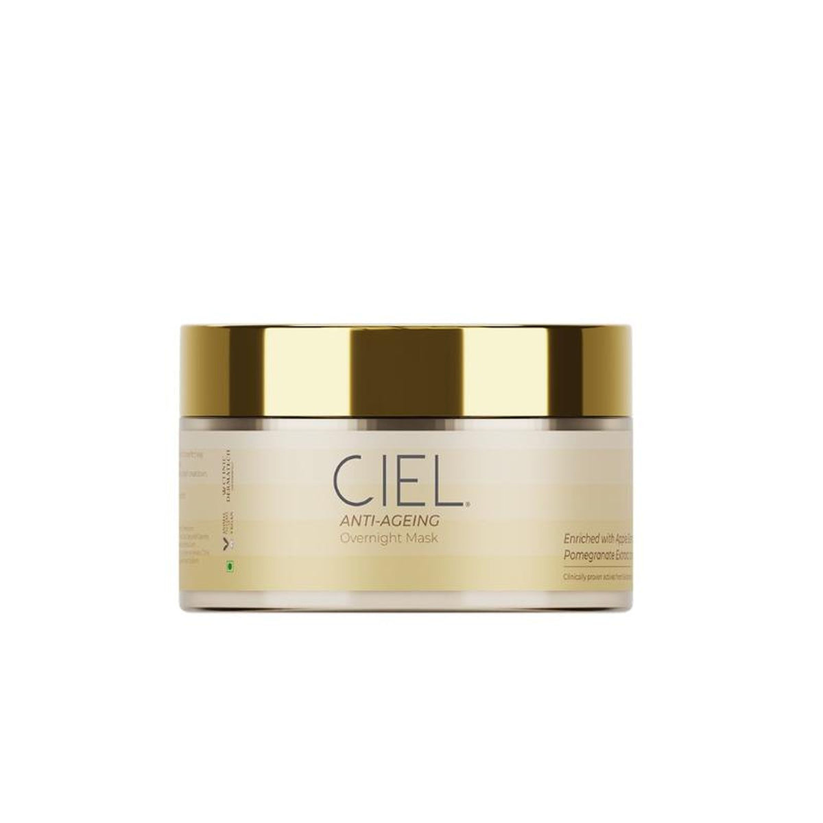 Ciel Anti-Ageing Overnight Mask in a jar with a smooth, creamy texture and elegant packaging.