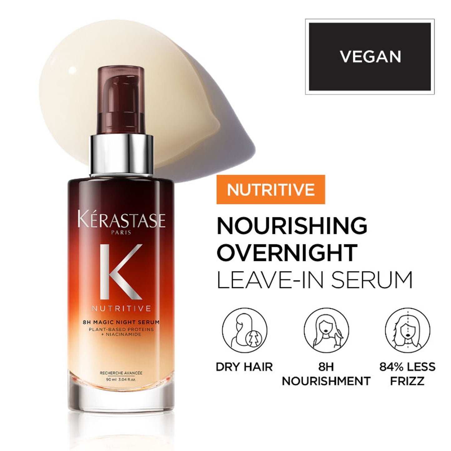 Kerastase Nutritive 8H Magic Night Hair Serum, Overnight leave-in serum, enriched with Niacinamide