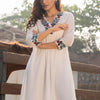 Dhiyona IE Floral Embroidered V-Neck A-Line Pure Cotton Kurta WIth Trousers