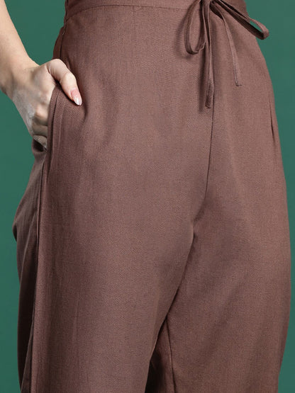 Indyancart IE Floral Embroidered Pure Cotton Kurta with Trousers