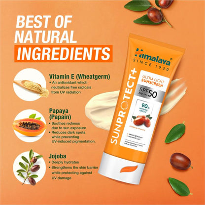 Himalaya Sun Protect+ Ultra Light Sunscreen SPF 50 PA++++ Sweat Resistant,100% No White Cast