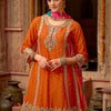 Indyancart IE Floral Embroidered Panelled Mirror Work A-Line Kurta With Palazzos & Dupatta
