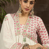 Dhiyona IE Women Floral Printed Empire Mirror Work Kurta with Trousers & With Dupatta