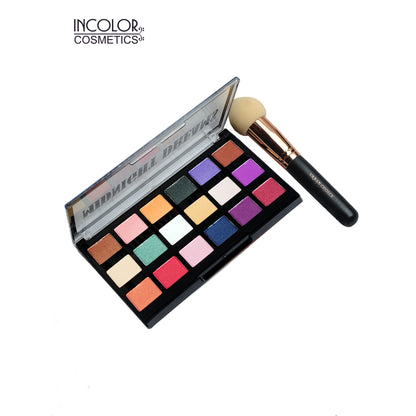 Incolor Exposed Midnight Dreams 18-color eyeshadow palette with various dark and smoky shades for bold eye looks