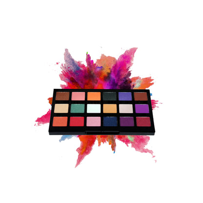 Incolor Exposed Midnight Dreams 18-color eyeshadow palette with vibrant and neutral shades for versatile eye makeup looks.