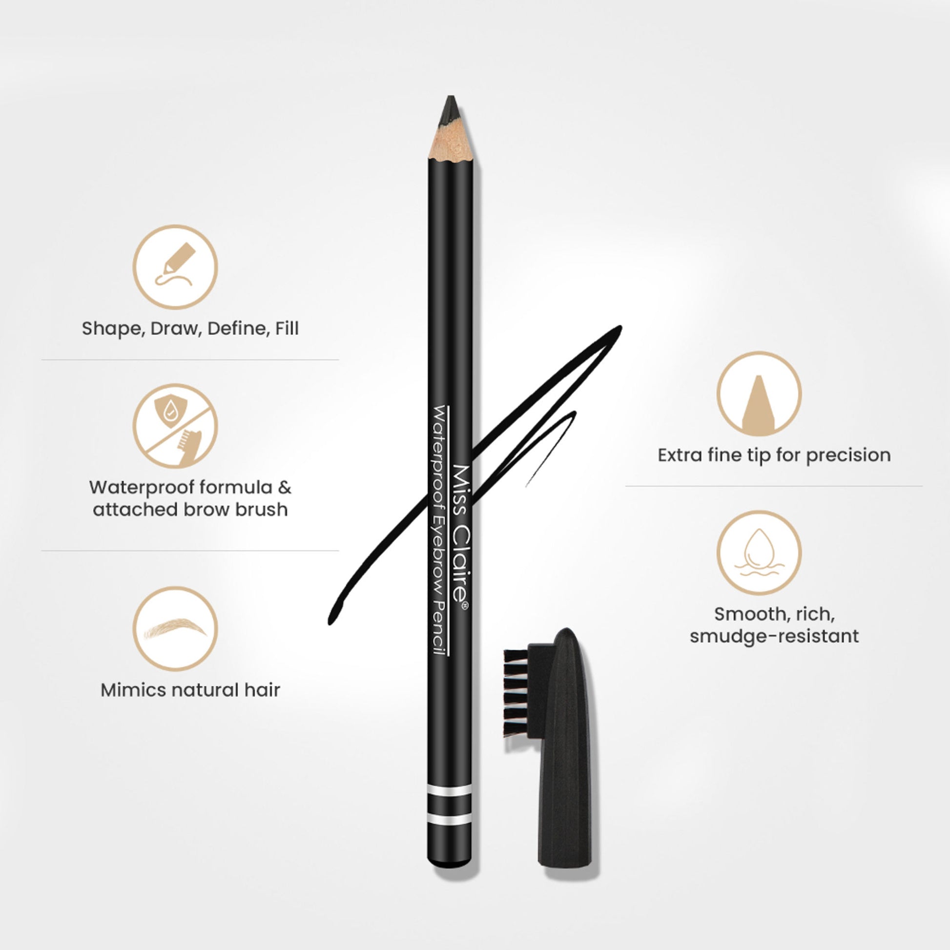 Miss Claire Waterproof Eyebrow Pencil - 01 Black