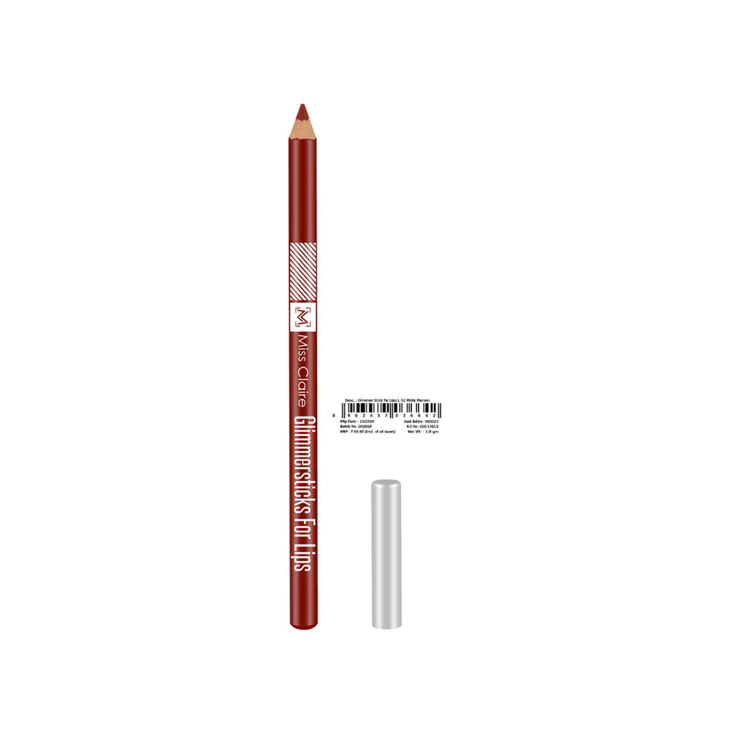 Miss Claire Glimmersticks For Lips - Misty Maroon L-51