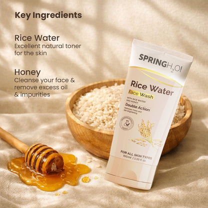 Spring H2O Rice Water Face Wash Minimizes Pores & Skin Brightening with Rice Water & Honey
