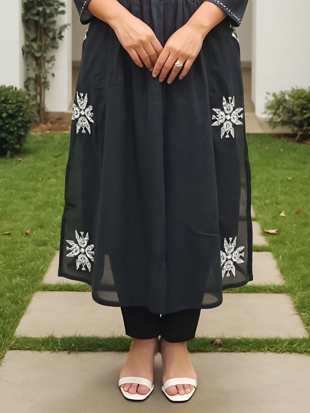 Indyancart IE Floral Embroidered A-Line Co-Ords Set