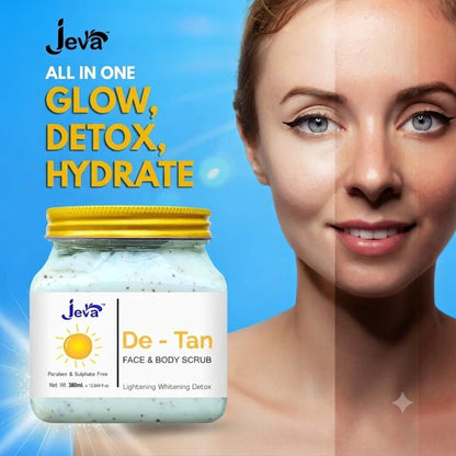Jeva De-Tan Detox Scrub - Skin Brightening & Tan Removal Gel