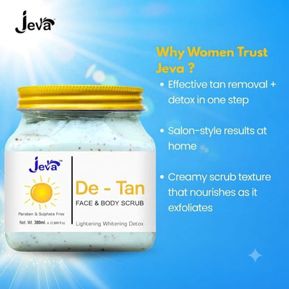Jeva De-Tan Detox Scrub - Skin Brightening & Tan Removal Gel