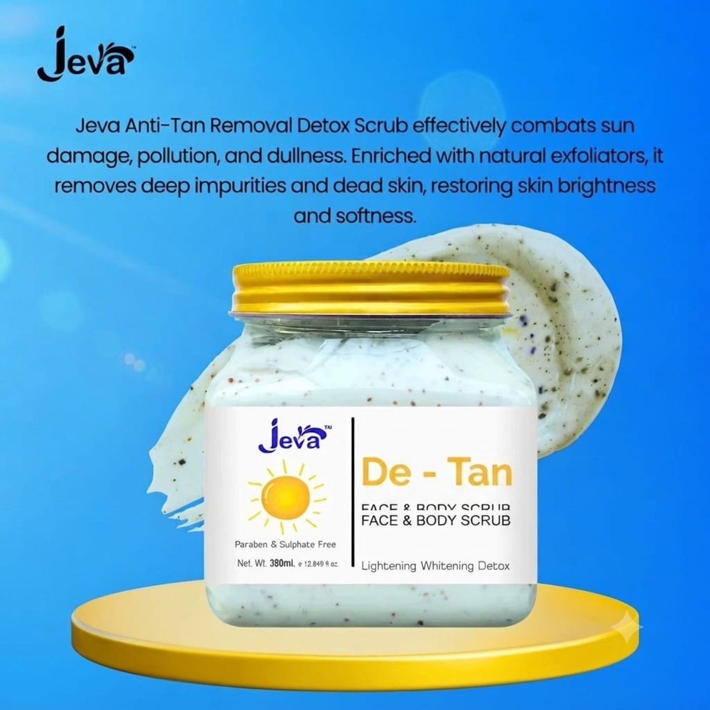 Jeva De-Tan Detox Scrub - Skin Brightening & Tan Removal Gel