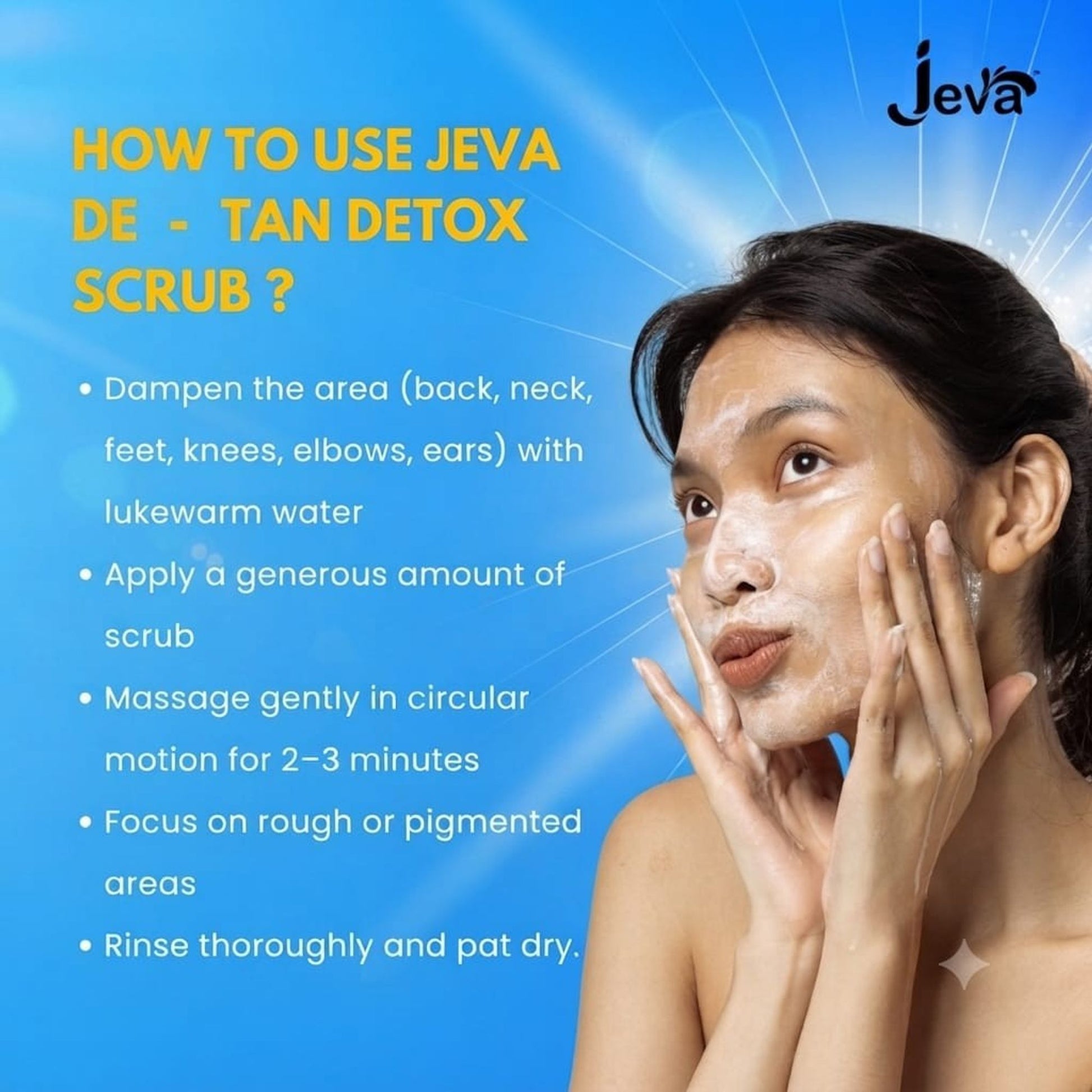 Jeva De-Tan Detox Scrub - Skin Brightening & Tan Removal Gel