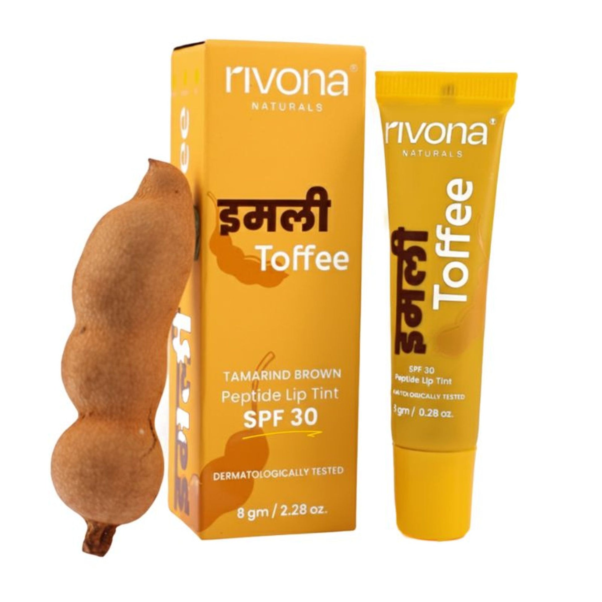 Rivona Naturals Glossy Finish 4-In-1 Tinted Lip Balm - Imli Toffee