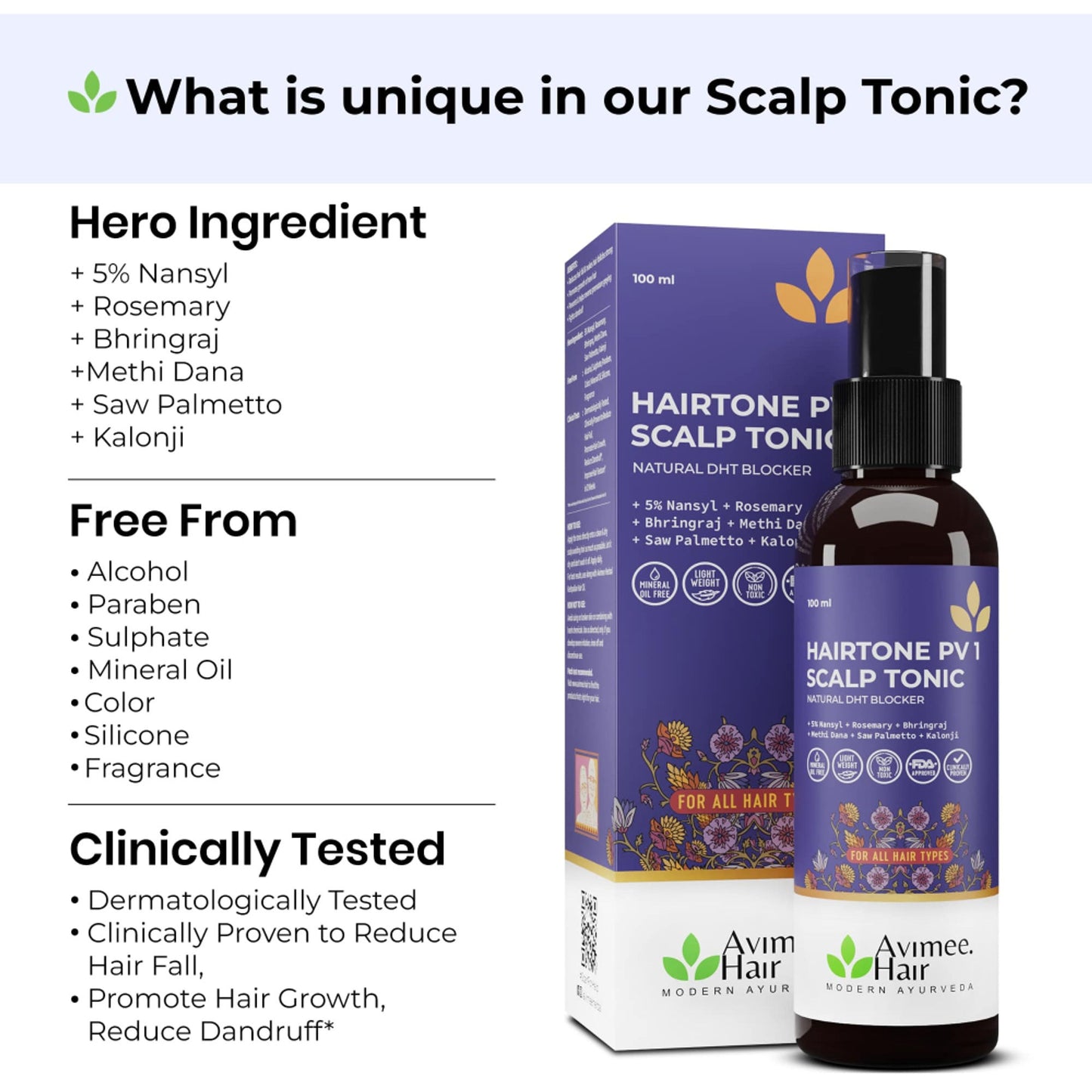 Avimee Herbal Hairtone PV 1 Scalp Spray