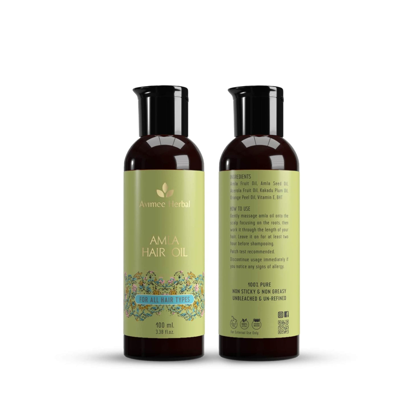 Avimee Herbal Amla Hair Oil For Long & Strong Hair - Mineral Oil Free
