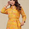 Dhiyona IE Floral Printed Shirt Collar Kurta With Trousers