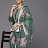 Dhiyona VA Women's Green Floral Yoke Design Chanderi Silk Kurta with Trousers & With Dupatta