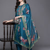 Indyancart IE Floral Embroidered Thread Work Straight Kurta With Trousers & Dupatta