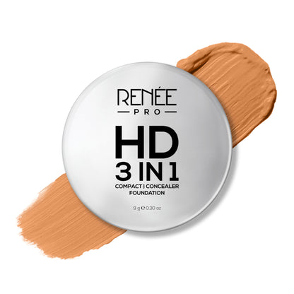 RENEE PRO HD 3-In-1 Matte Compact With SPF 20, Works As Foundation, Compact & Concealer - Amande