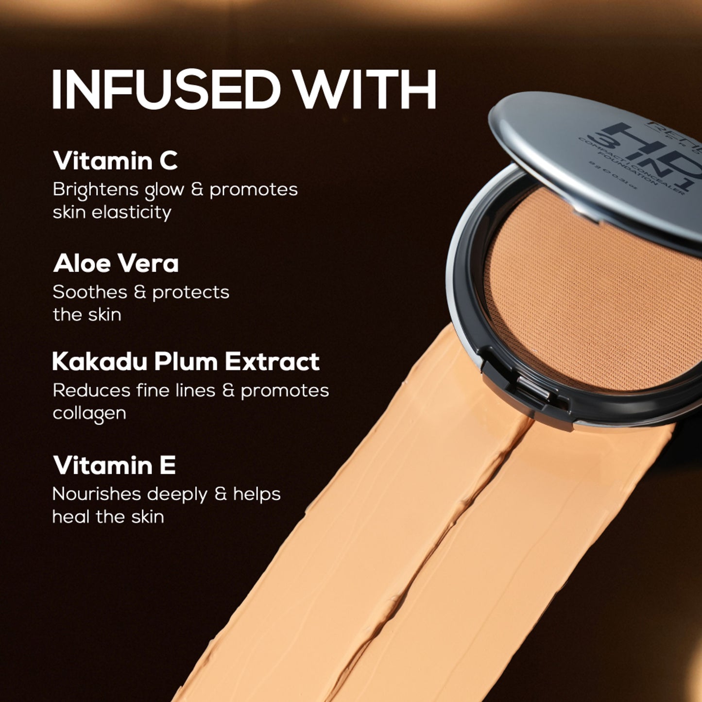 RENEE PRO HD 3-In-1 Matte Compact With SPF 20, Works As Foundation, Compact & Concealer - Miel