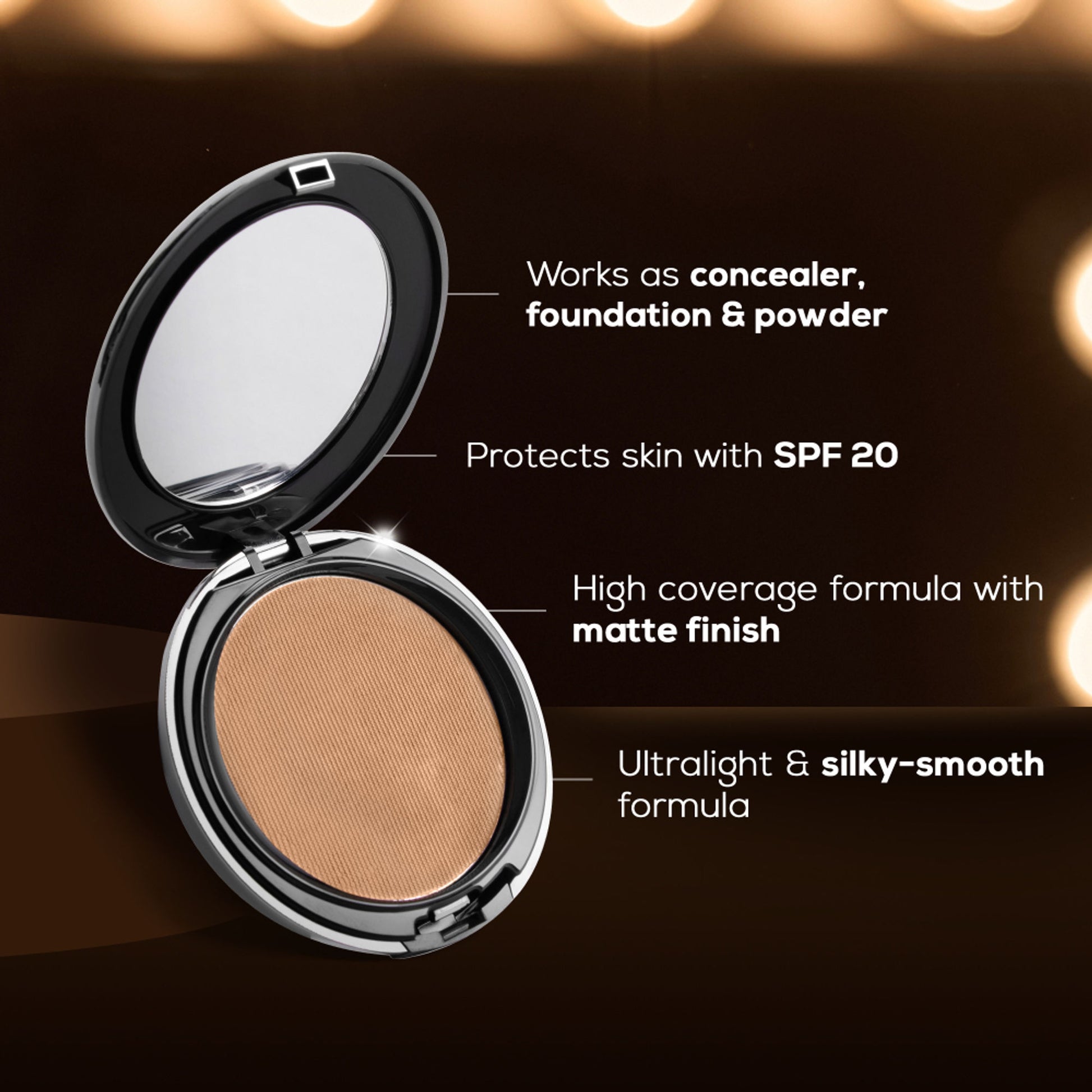 RENEE PRO HD 3-In-1 Matte Compact With SPF 20, Works As Foundation, Compact & Concealer - Soie