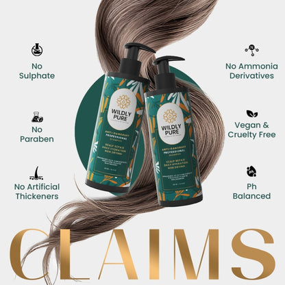 Wildly Pure Anti Dandruff Shampoo for itchy & flaky scalp with Niacinamide & Piroctone Olamine