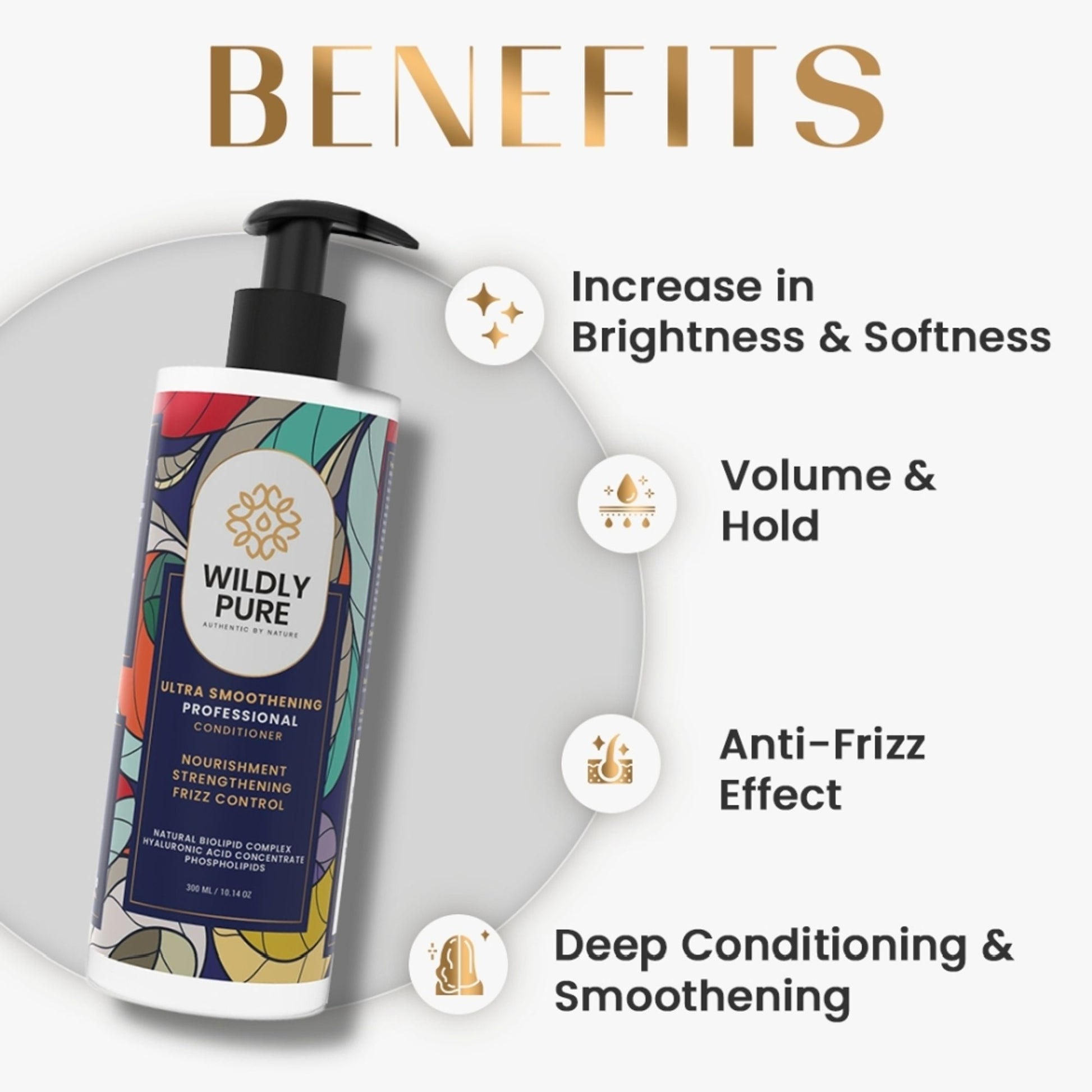 Wildly Pure Conditioner for Dry & Frizzy Hair with Natural Biolipid Complex & Phospholipids