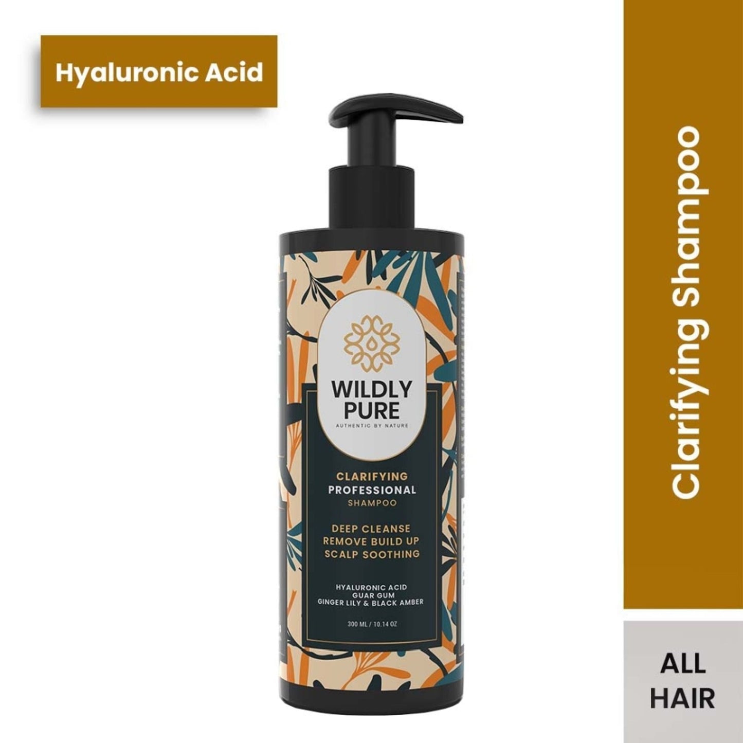 Wildly Pure Clarifying Shampoo for Hard Water, Low Porosity Hair, Build Up with Hyaluronic Acid