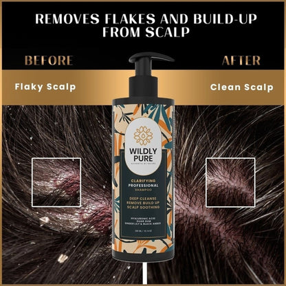 Wildly Pure Clarifying Shampoo for Hard Water, Low Porosity Hair, Build Up with Hyaluronic Acid