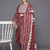 Dhiyona IE Floral Printed Round Neck Three-Quarter Sleeves Pure Cotton Kurta Set