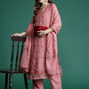 Dhiyona IE Floral Embroidered Thread Work Kurta with Trousers & With Dupatta