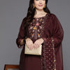 Dhiyona IE Women Floral Embroidered Regular Sequinned Kurta with Trousers & With Dupatta