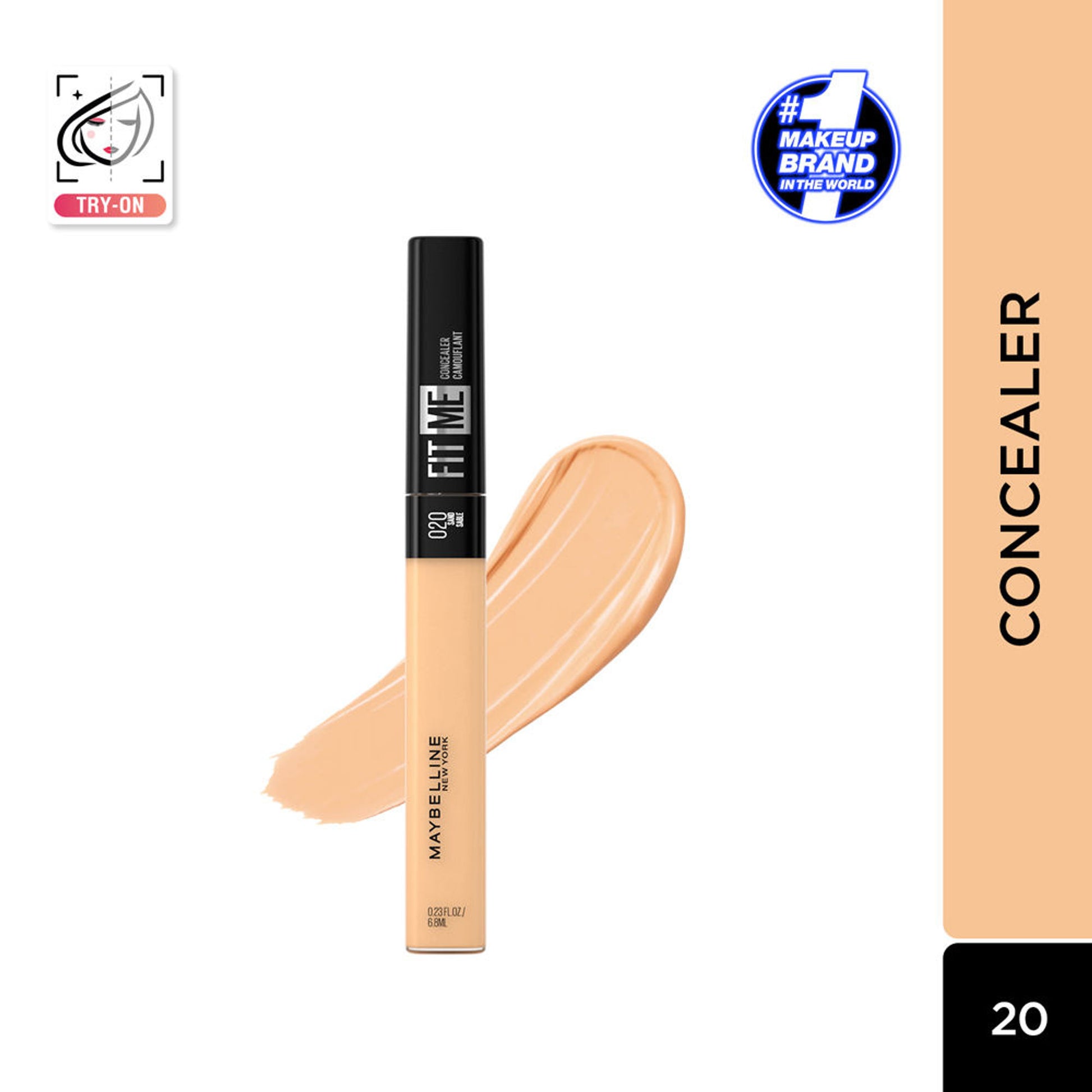 Maybelline New York Fit Me Concealer, Oil-free Liquid Concealer for Oily and Dry Skin - Fair - 20 Sand