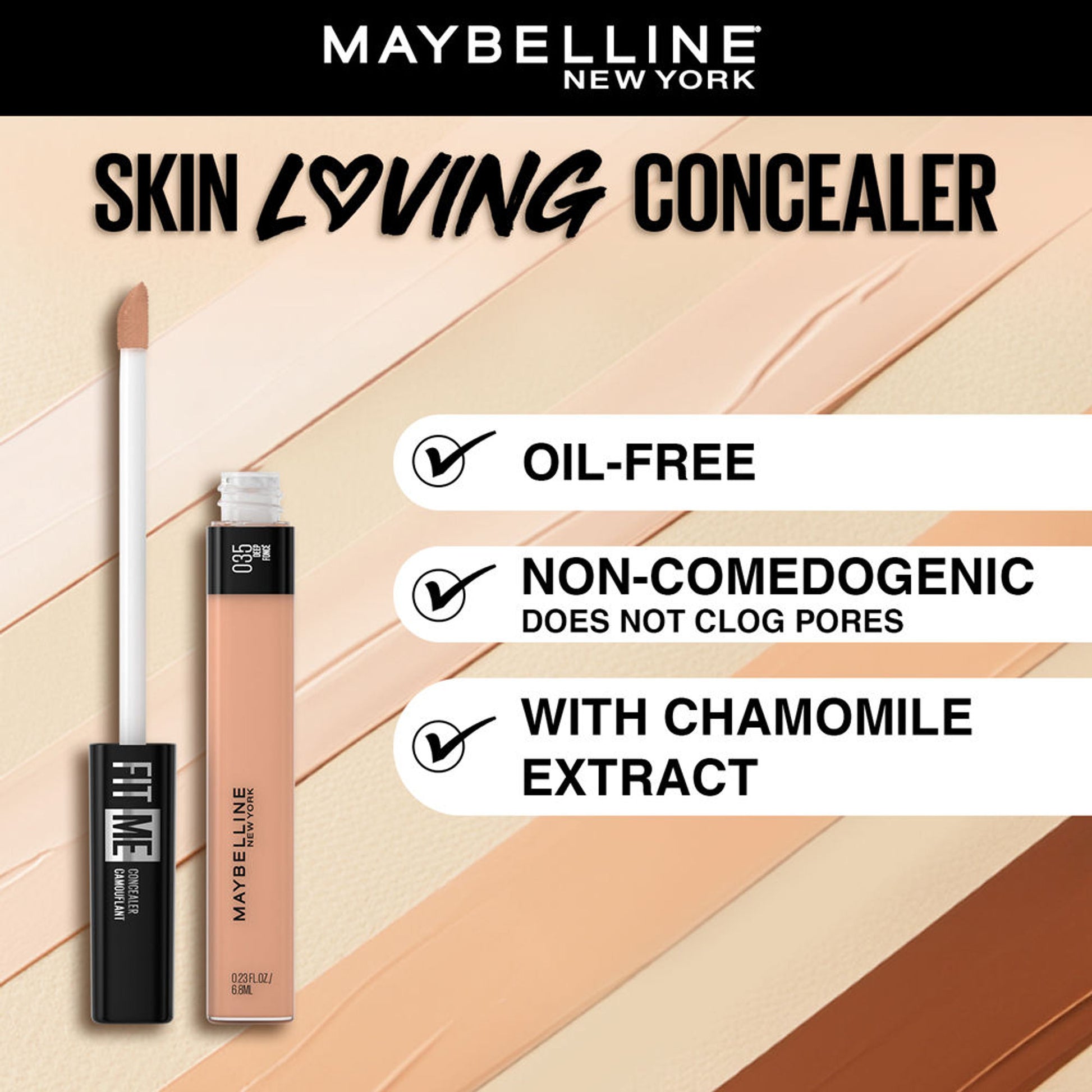 Maybelline New York Fit Me Concealer, Oil-free Liquid Concealer for Oily and Dry Skin - Fair - 35 Deep