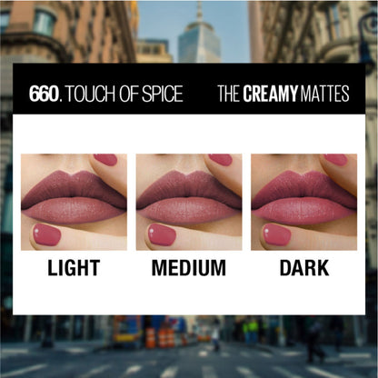 Maybelline Color Sensational Creamy Matte Lipstick, 12H Formula - 640 Red Liberation - Touch Of Spice