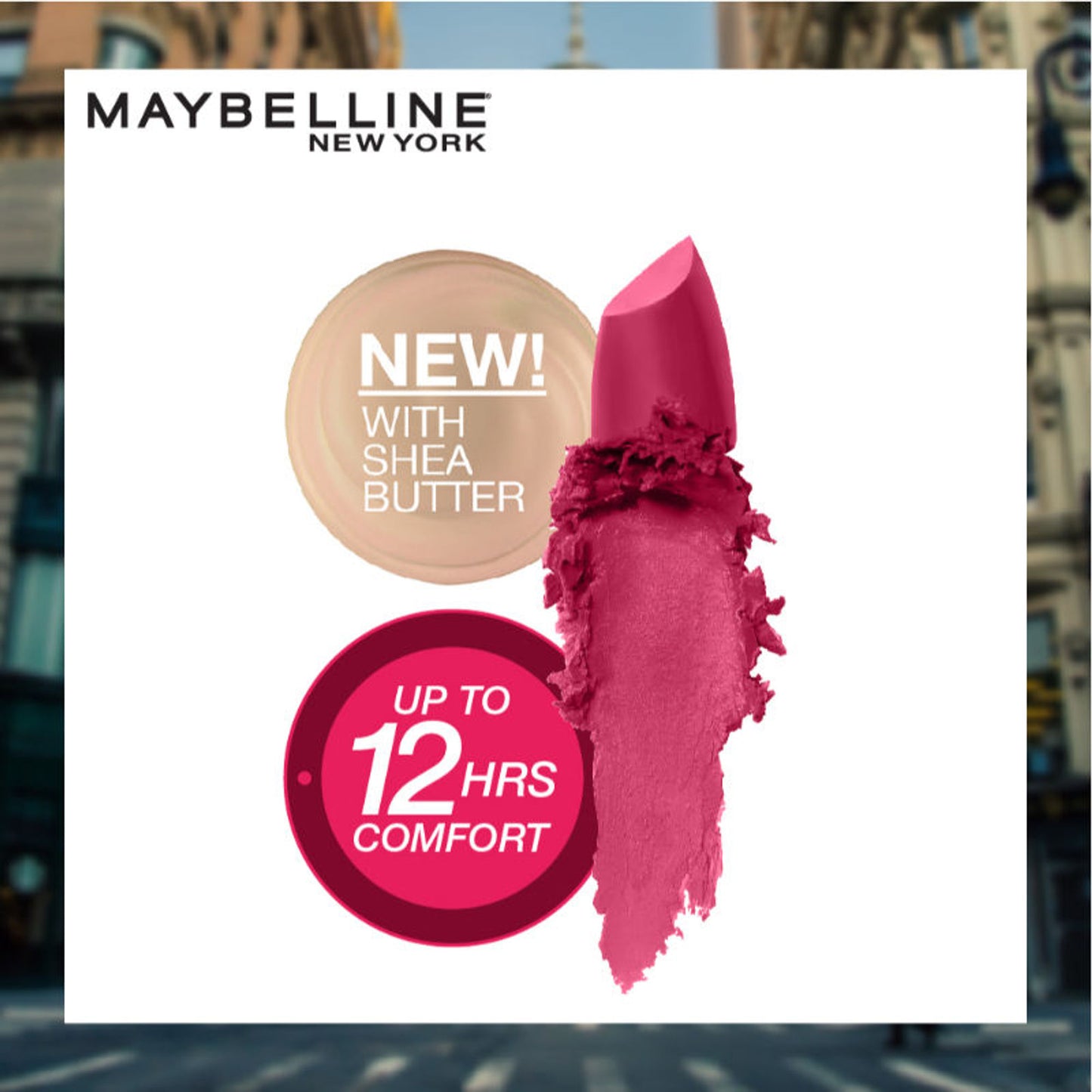 Maybelline Color Sensational Creamy Matte Lipstick, 12H Formula - 640 Red Liberation - Mesmerizing Magenta