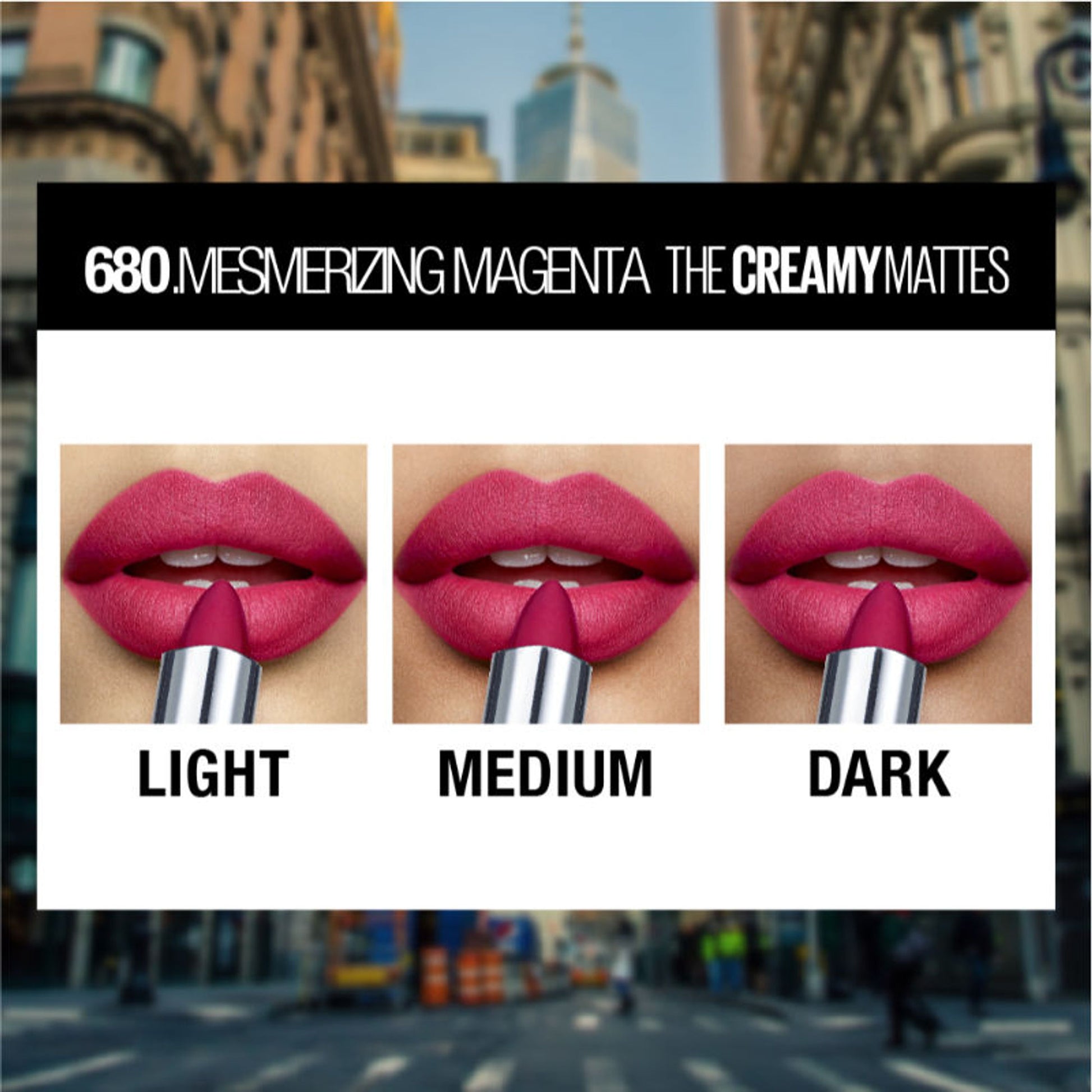 Maybelline Color Sensational Creamy Matte Lipstick, 12H Formula - 640 Red Liberation - Mesmerizing Magenta