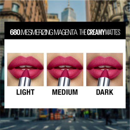Maybelline Color Sensational Creamy Matte Lipstick, 12H Formula - 640 Red Liberation - Mesmerizing Magenta