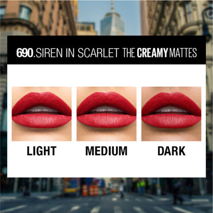 Maybelline Color Sensational Creamy Matte Lipstick, 12H Formula - 640 Red Liberation - Siren In Scarlet