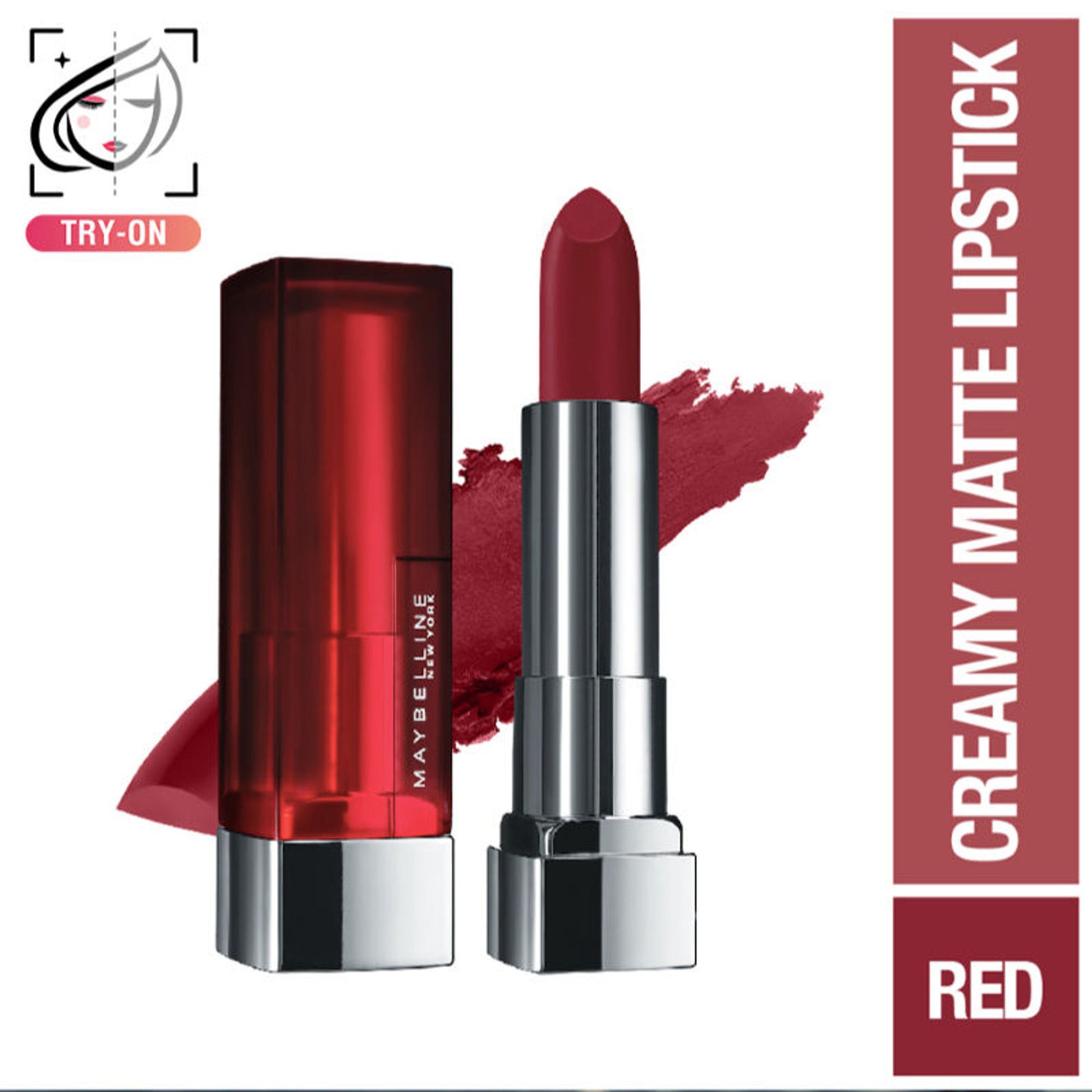 Maybelline Color Sensational Creamy Matte Lipstick, 12H Formula - 640 Red Liberation - Divine Wine
