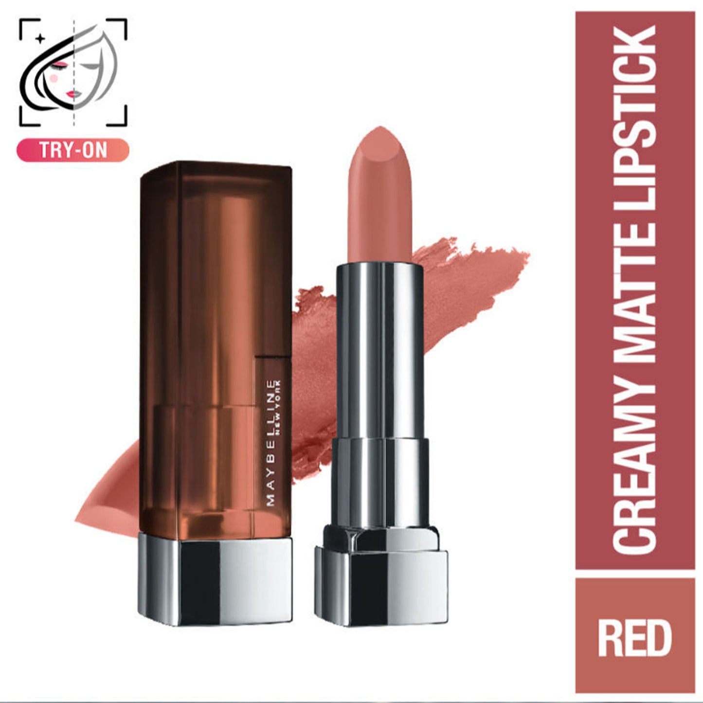Maybelline Color Sensational Creamy Matte Lipstick, 12H Formula - 640 Red Liberation - Clay Crush
