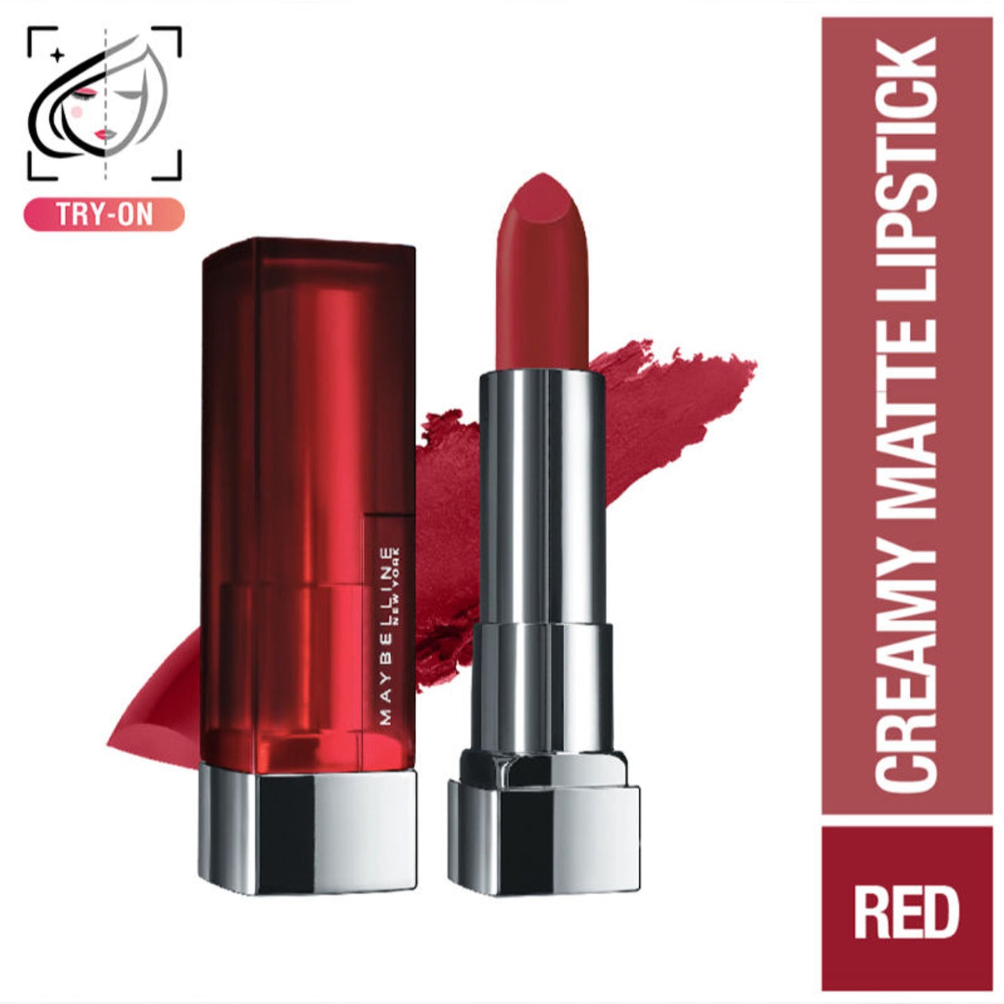 Maybelline Color Sensational Creamy Matte Lipstick, 12H Formula - 640 Red Liberation - Rich Ruby