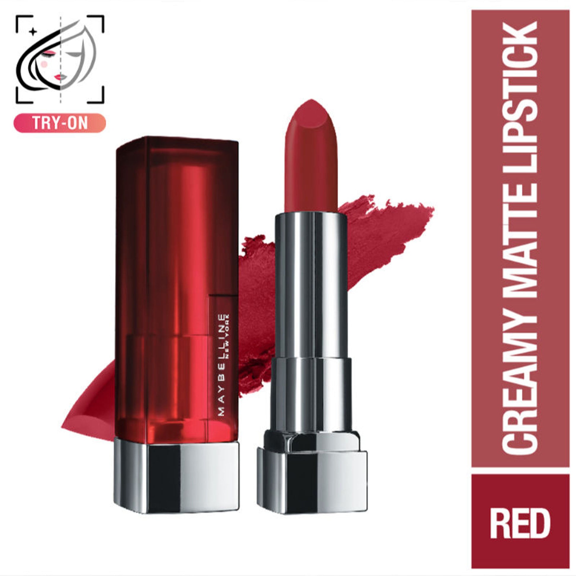 Maybelline Color Sensational Creamy Matte Lipstick, 12H Formula - 640 Red Liberation - Rich Ruby