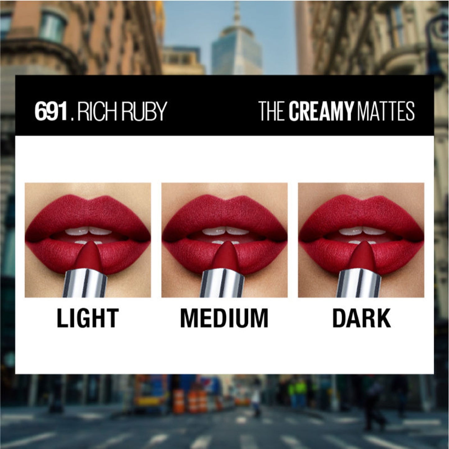 Maybelline Color Sensational Creamy Matte Lipstick, 12H Formula - 640 Red Liberation - Rich Ruby