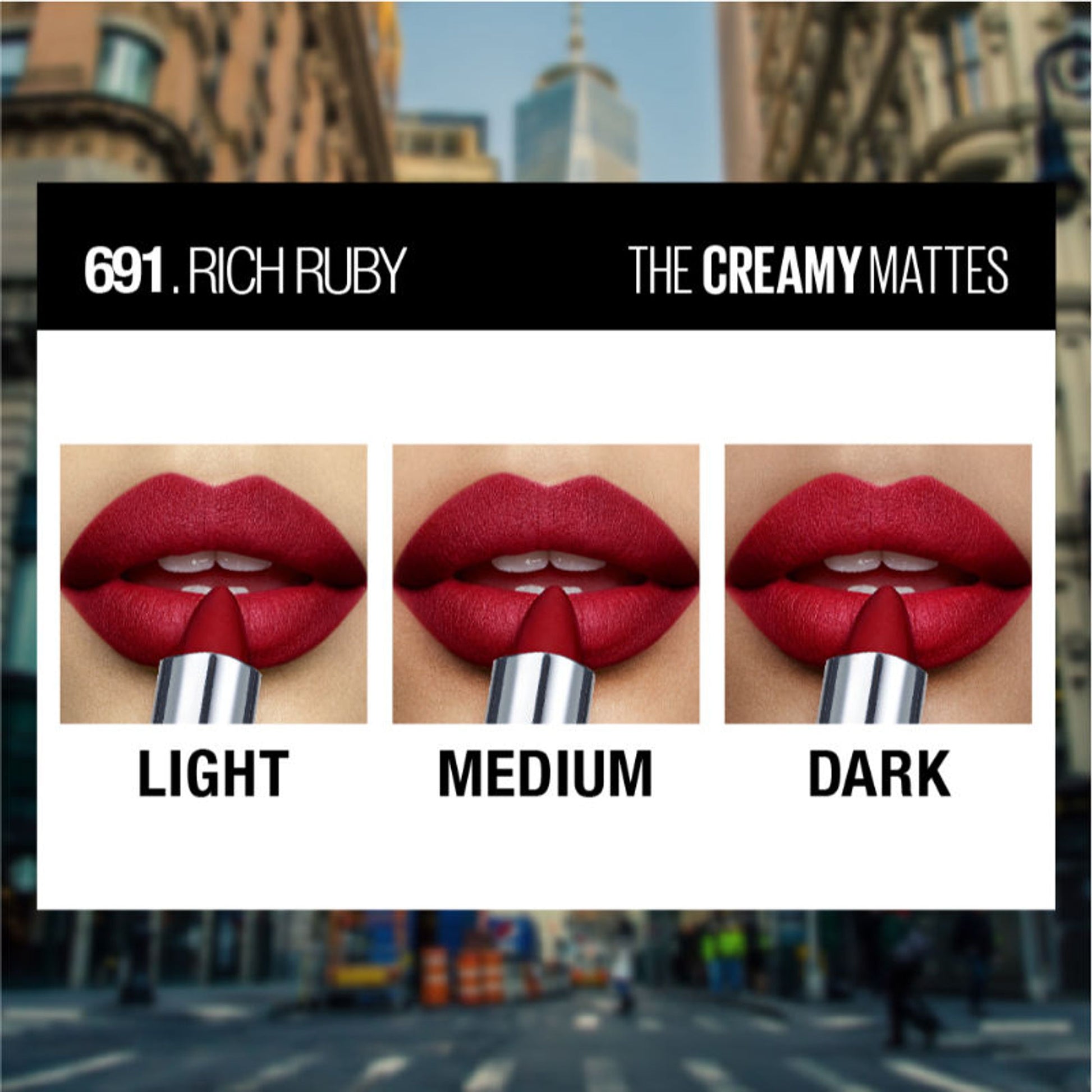 Maybelline Color Sensational Creamy Matte Lipstick, 12H Formula - 640 Red Liberation - Rich Ruby