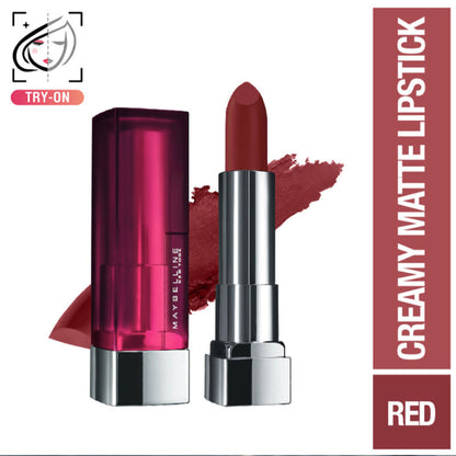 Maybelline Color Sensational Creamy Matte Lipstick, 12H Formula - 640 Red Liberation - Burgundy Blush