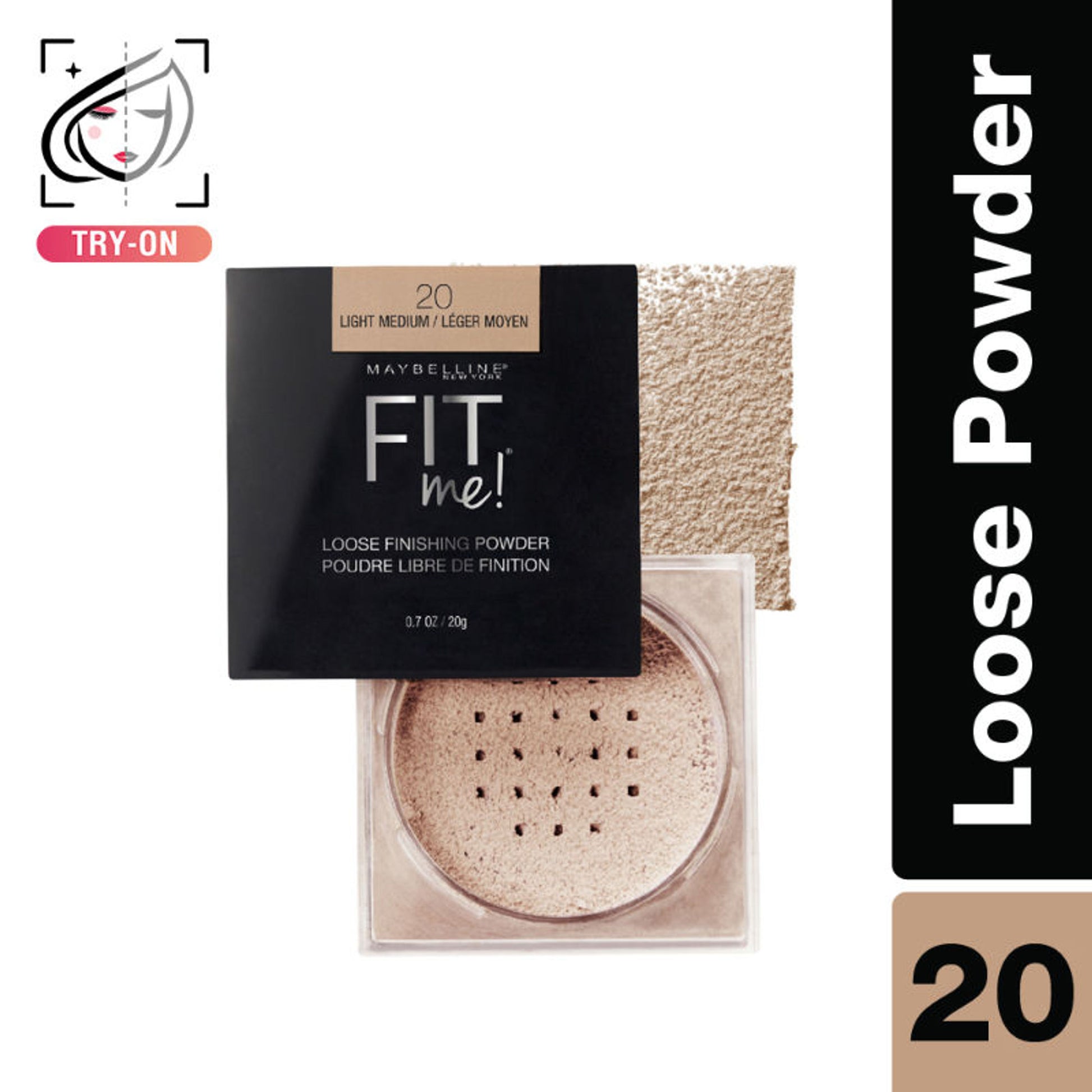 Maybelline New York Fit Me Loose Finishing Powder, Silky & Lightweight Powder - 15 Light - 20 Light Medium